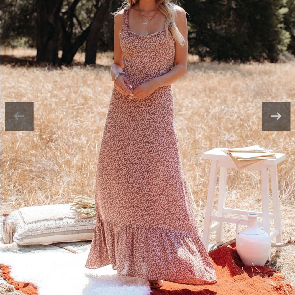 VICI MELROSE FLORAL RUFFLE MAXI DRESS